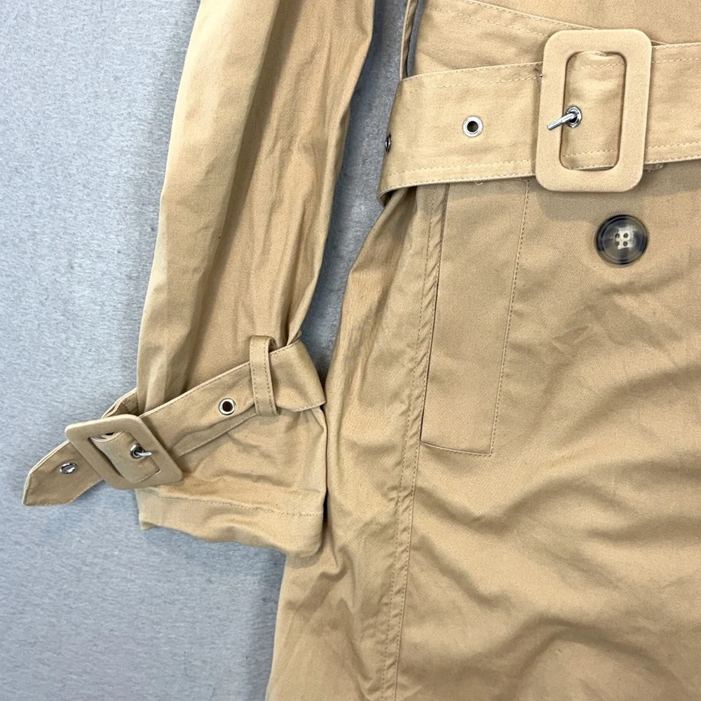 Avec Les Filles -women’s Tan trench coat belted double breast cotton blend SZ XS - Picture 6 of 9